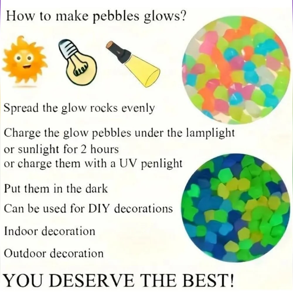 4/$20. Glow in the Dark Small Pebbles. 100 Pieces. 50g